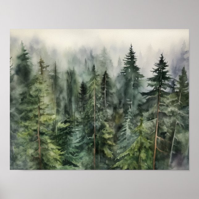 Poster Foggy Forest Ligcape Art Skriv ut (Framsidan)
