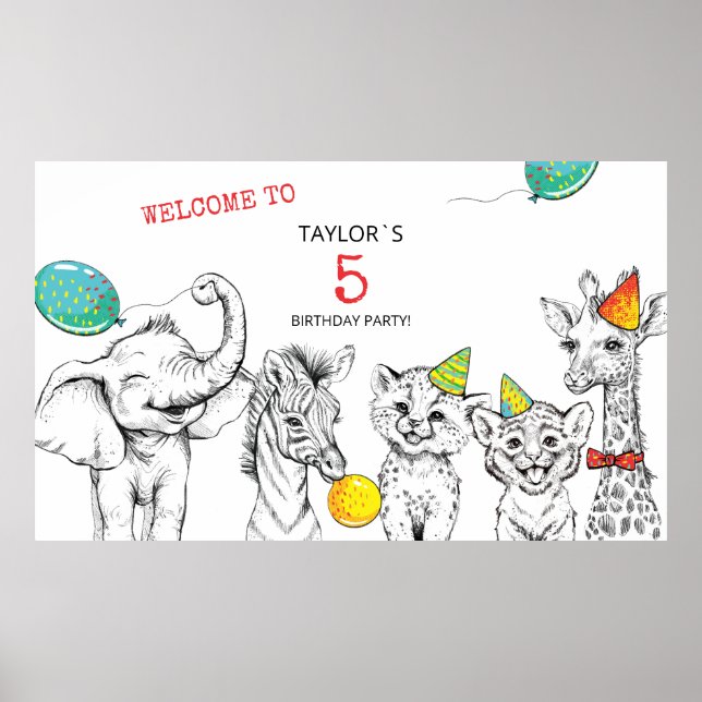 Poster for 5th birthday party. (Framsidan)