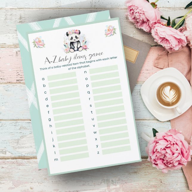Poster för Baby Panda Peonies Jungle Baby A-Z Baby (Baby Panda Peonies Jungle Baby A-Z Baby Items is a great baby shower game for your guest! )