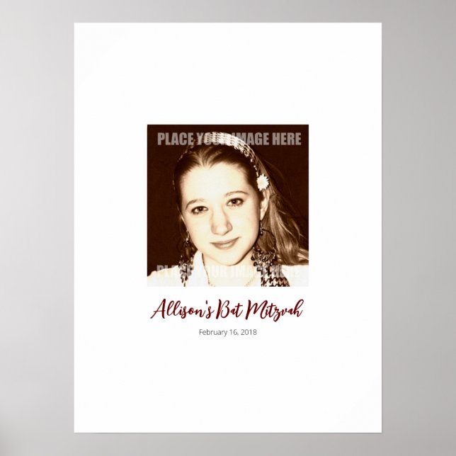 poster för bat mitzvah inloggning i Party-kort (Framsidan)