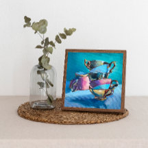 Poster för färgstarka tea-Kopp Skriv ut