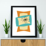 Poster för snabba rektanglar i mitten av århundrad<br><div class="desc">Den här funkyn i mitten av århundradet har moderna poster kramade och uttänkta rektangulära former I turkosblått,  kräm och orange. Starburst accents in rosa,  blue,  guld och black markerar designen. Fab!</div>