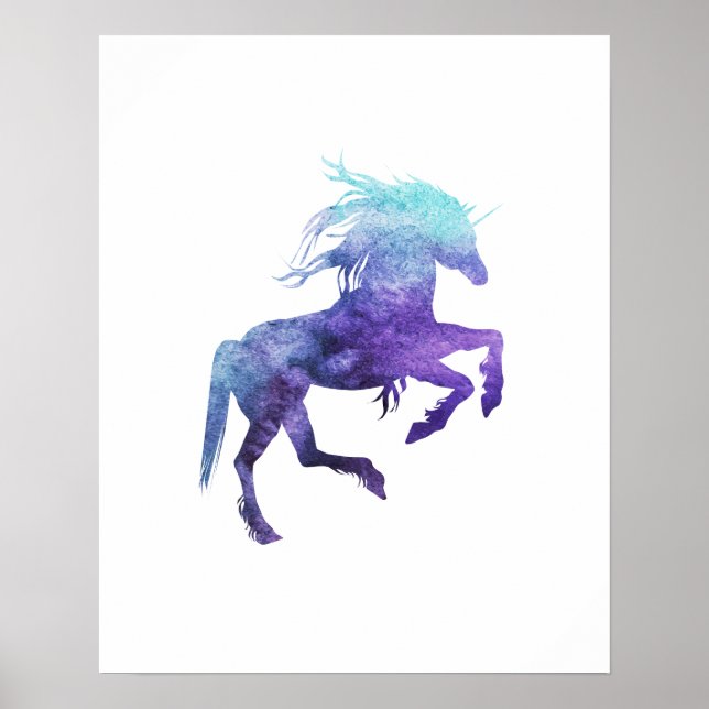 Poster för vattenfärg, Unicorn (Framsidan)