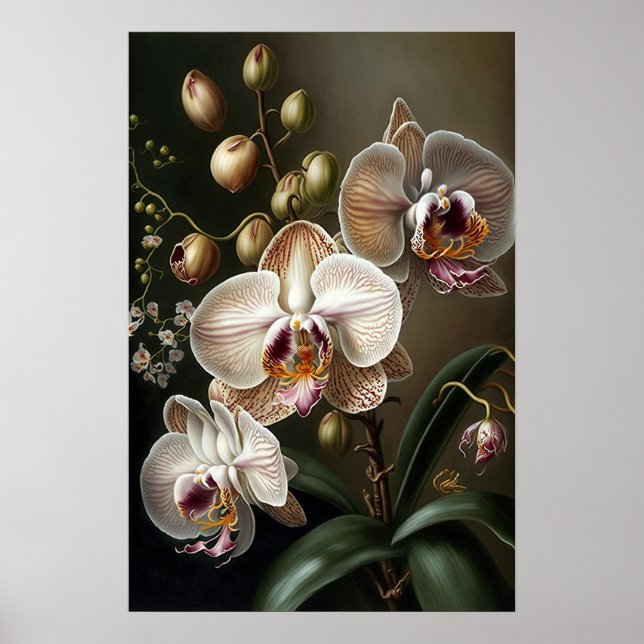 Poster för vit moth Orchid Flower Art-utskrift (Framsidan)