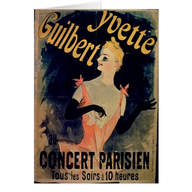 Poster för "Yvette Guilbert den Parisian Hälsningskort (Framsidan)