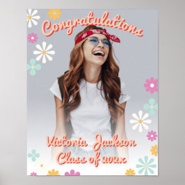 Poster fotoskylt för grattis Studenten Daisy