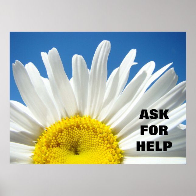 Poster FRÅGA EFTER HJÄLP Blå himmel Blommigt (Framsidan)