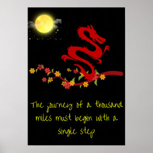 Poster från kinesiska ordspråk - Dragon, Moonlight
