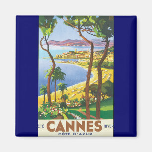 Poster från vintage resor, persikor i Cannes, Fran Magnet