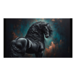 Poster Friesian Horse Gothic Krig Horse