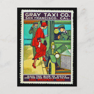 Poster Frimärke vycard Grått Taxi Co. SF Vykort