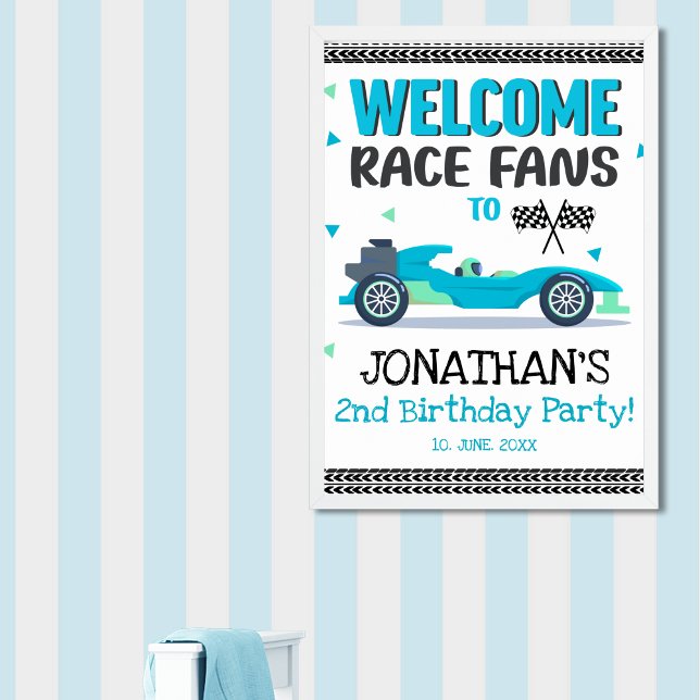 Póster  Fun 2nd Birthday Race Car Driver Poster (Skapare uppladdad)