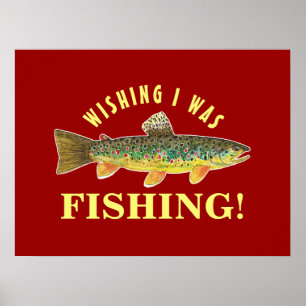 Poster Funny Flygfiske Trout Bild