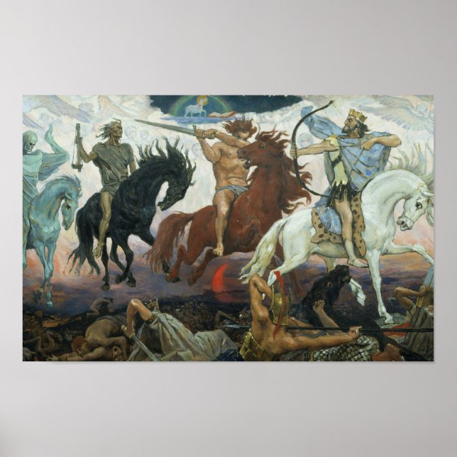 Poster fyra hästar av Apocalypse Viktor Vasnetso (Framsidan)