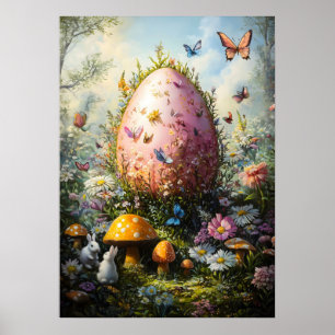 Poster giant Fantasy Egg in Forest Mushroom