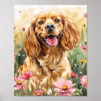 Poster Gift med Cocker Spanska Hund Wall Art Print