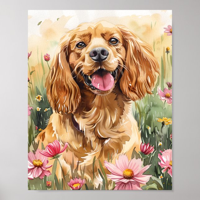 Poster Gift med Cocker Spanska Hund Wall Art Print (Framsidan)