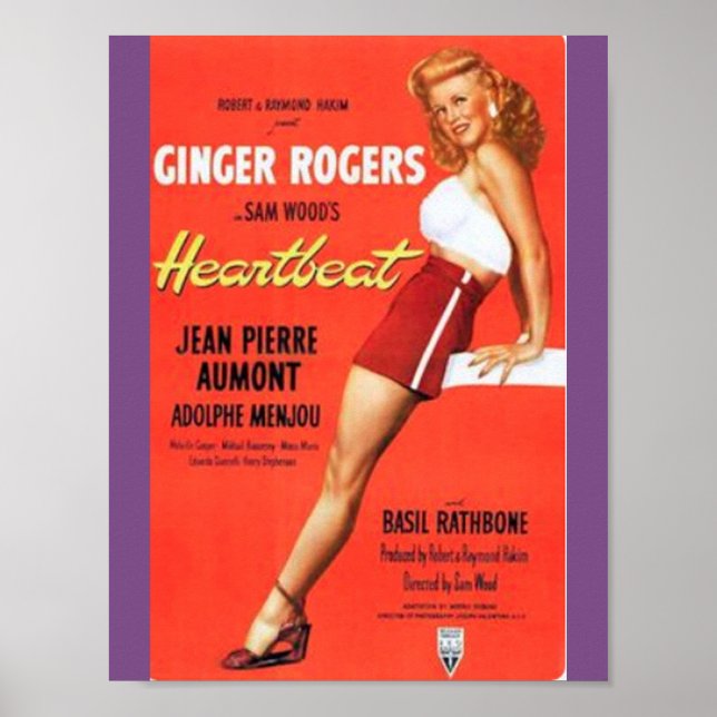 Poster Ginger Rogers Heartslag Movie (Framsidan)
