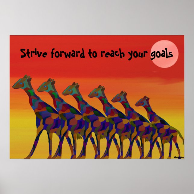 Poster Giraffes för att nå dina mål (Framsidan)