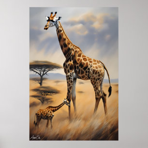 Poster Giraffes Oljestil