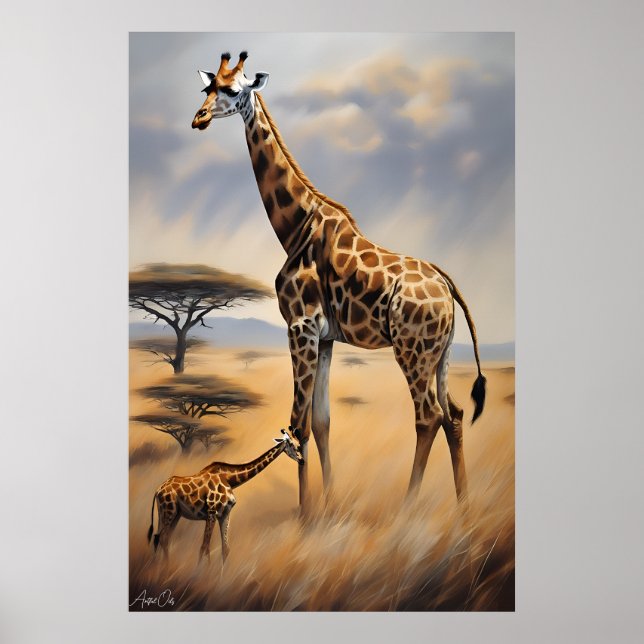 Poster | Giraffes | Oljestil (Framsidan)