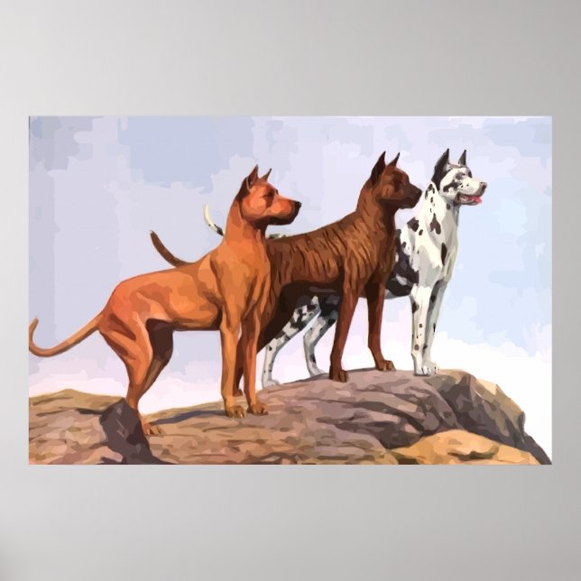 Poster Great dane med vintage (Framsidan)