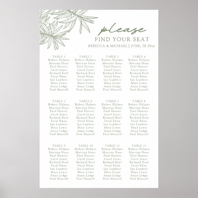 Poster Grönt av botaniskt sittplatskort (Framsidan)