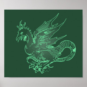 Poster grönt Dragon