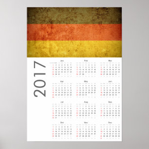 Poster Grunge Tyskland Flagga Calendar 2017