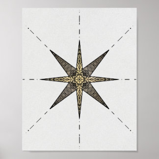 Poster Guld North Star 8 x 10 tum