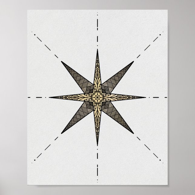 Poster Guld North Star 8 x 10 tum (Framsidan)
