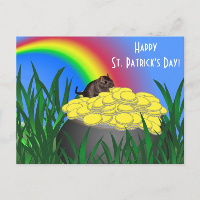 Poster Guld w/Gerbil - St patrick's day vykort (Framsida)