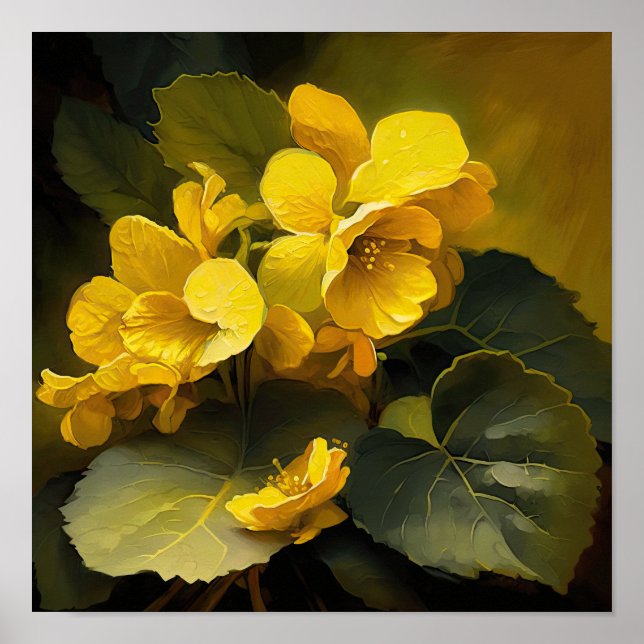 Poster gult Begonias Flower Art-utskrift (Framsidan)