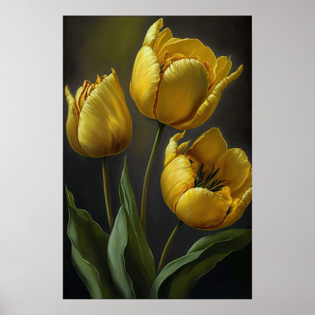 Poster gult Tulips Flower Art-utskrift (Framsidan)
