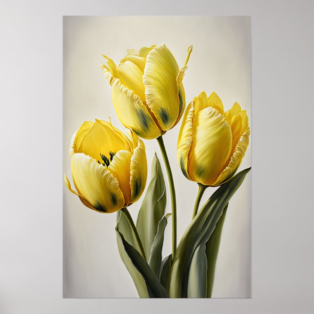 Poster gult Tulips Flower Art-utskrift (Framsidan)