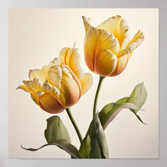 Poster gult Tulips Flower Art-utskrift (Framsidan)