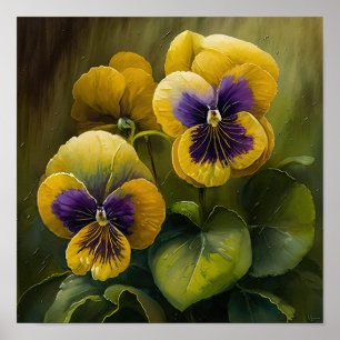Poster gult Violas Flower Art-utskrift