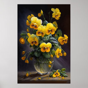 Poster gult Violas Flower Art-utskrift