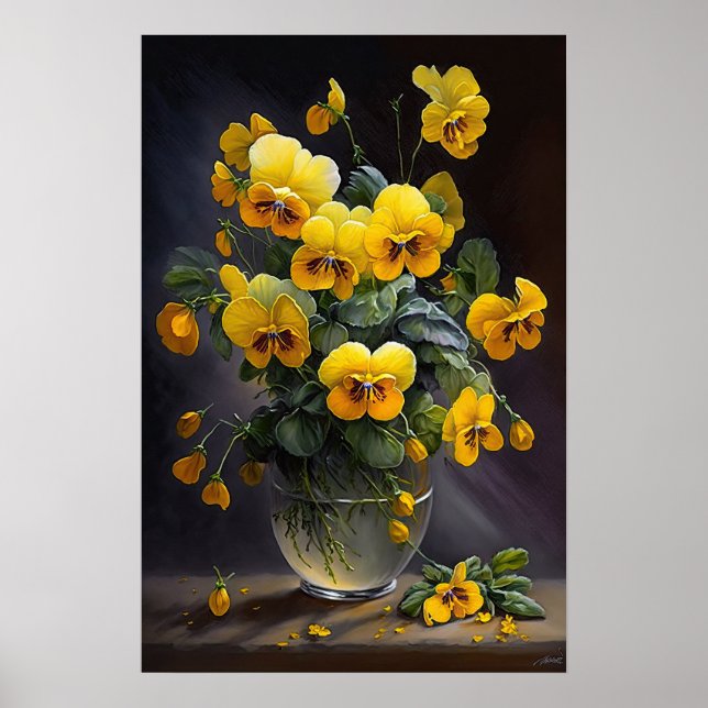 Poster gult Violas Flower Art-utskrift (Framsidan)