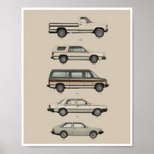Poster hämtningsbar utskrift för Retro Vintage bil