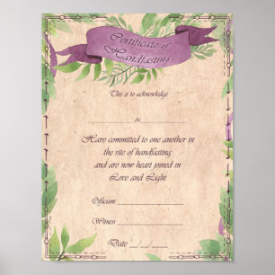 Poster handfast certifikat - Grönt Witch