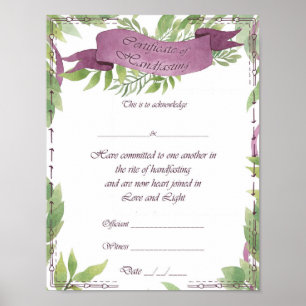 Poster handfast certifikat - Grönt Witch