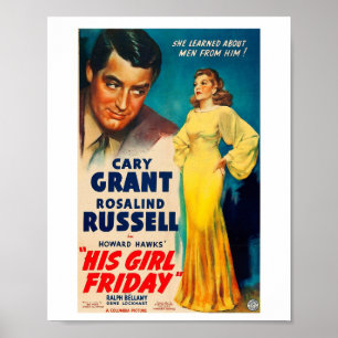 Poster Hans Girl Fredag-Cary Grant Rosalind Russel