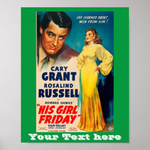 Poster Hans Girl Fredag-Cary Grant Rosalind Russel