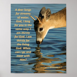 Poster - Hjort Dra Vatten med Psalms 47:1-2