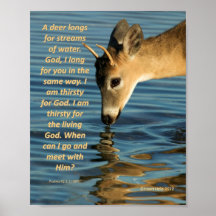 Poster - Hjort som drar Vatten med Psalms 47:1-2