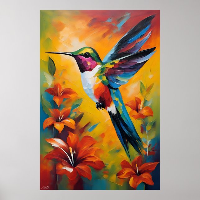 Poster | Hummingbird | OLJEMÅLNING STIL (Framsidan)