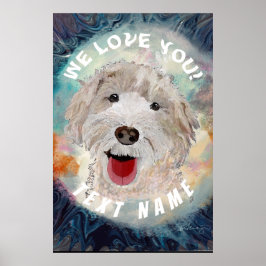 Poster Hund för Cute Labradoodle &Text