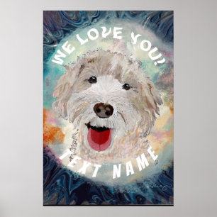 Poster Hund för Cute Labradoodle &Text
