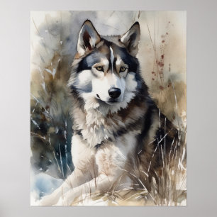 Poster Hund-utskrift i Siberian husky